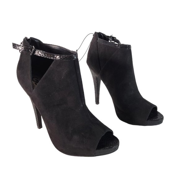 GBG Los Angeles GGCOLSEN Black Textured Snake Peeptoe Heels Women Sz 10 NWT - Picture 2 of 12